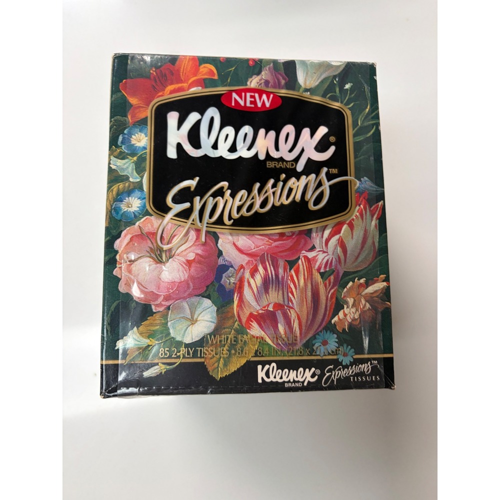 Vintage 1995 Kleenex Expressions Floral Tissue Box Flemish Art Design 85 Count